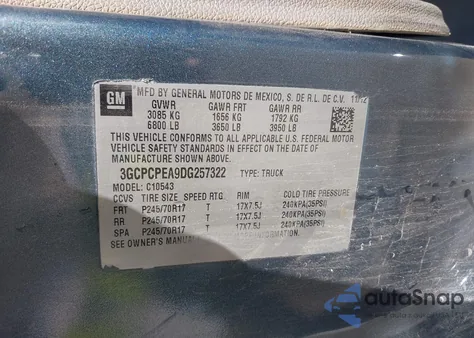 2013 Chevrolet Silverado 1500 Work Truck из США, поврежденный, VIN 3GCPCPEA9DG257322